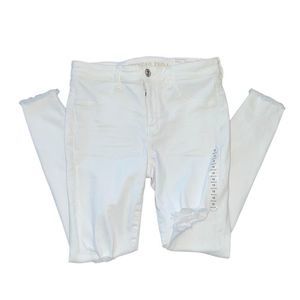 American Eagle Outfitters High-Rise White Distressed Jeans